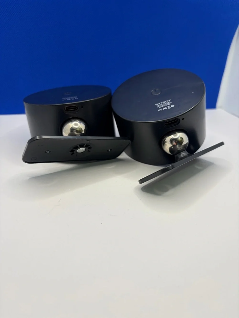 Pair of Small USB Chargeable Round Black LED Accent Lights